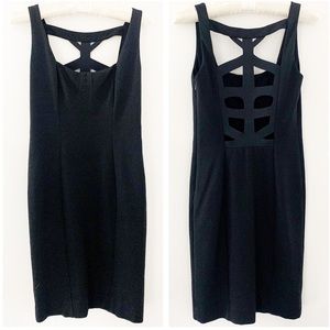 Nicole Miller Above-Knee Bodycon Strappy Back Mini Dress Black 00/P